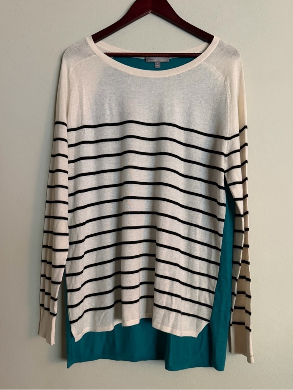 Neiman Marcus Cashmere Collection | Silk Cashmere Stripped Sweater | L